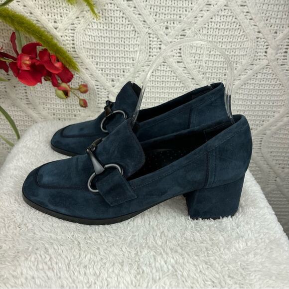 VANELI Blue/Green Suede Alroy Cushioned Block Heel Loafers Pumps Sz 6M Comfort - Picture 3 of 11
